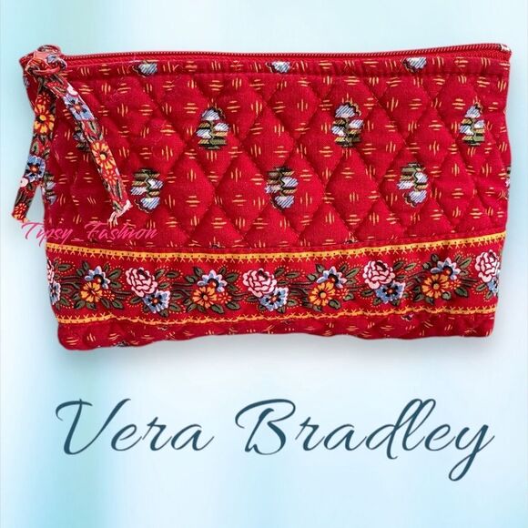 Vera Bradley PROVINCIAL RED Make Up Bag Lined Small Vintage RETIRED PATTERN EUC - Picture 1 of 6